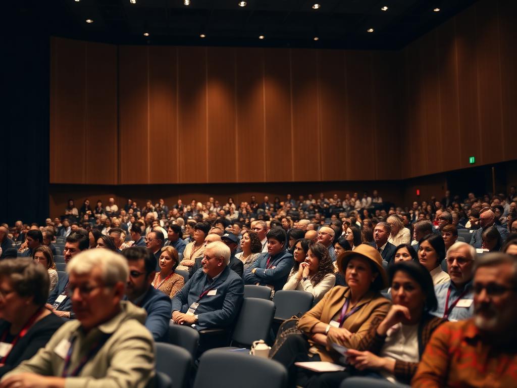 Delegates seated in the plenary hall at an IAEA annual conference